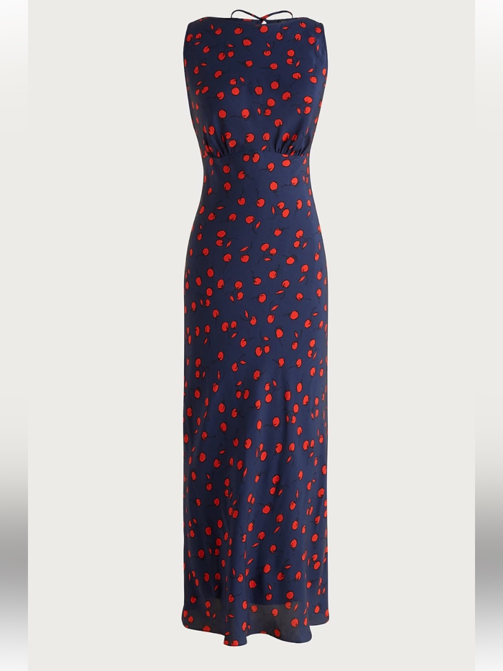 J. Crew Navy Maxi Skirt with Red cherry Print